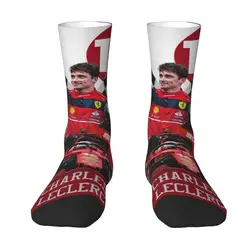 Chaussettes de pilote de course de Formule 1 pour hommes, Leclerc Charles Crew, chaussettes provoqué unisexes mignonnes, printemps, été, automne, hiver