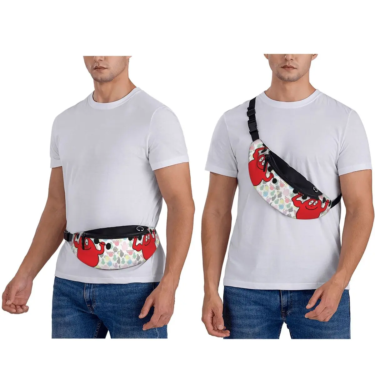 Barba Red Boy Les Barbapapa Family Waist Bag for Women Men Crossbody Fanny Pack Running Phone Money Pouch