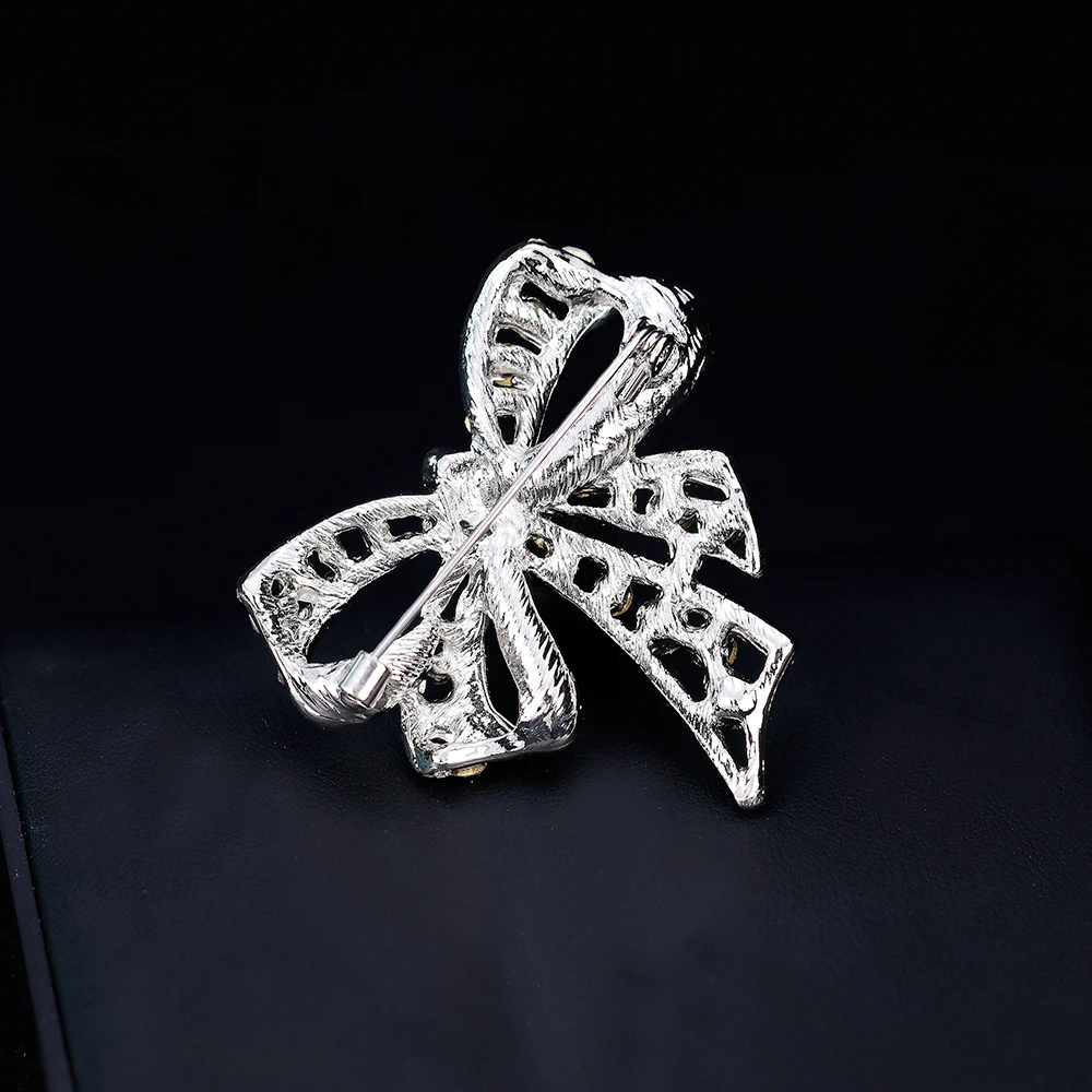 Rhinestone Decoration Bow Brooch Women's Large Bow Brooch Vintage Fashion Jewelry Winter Accessories