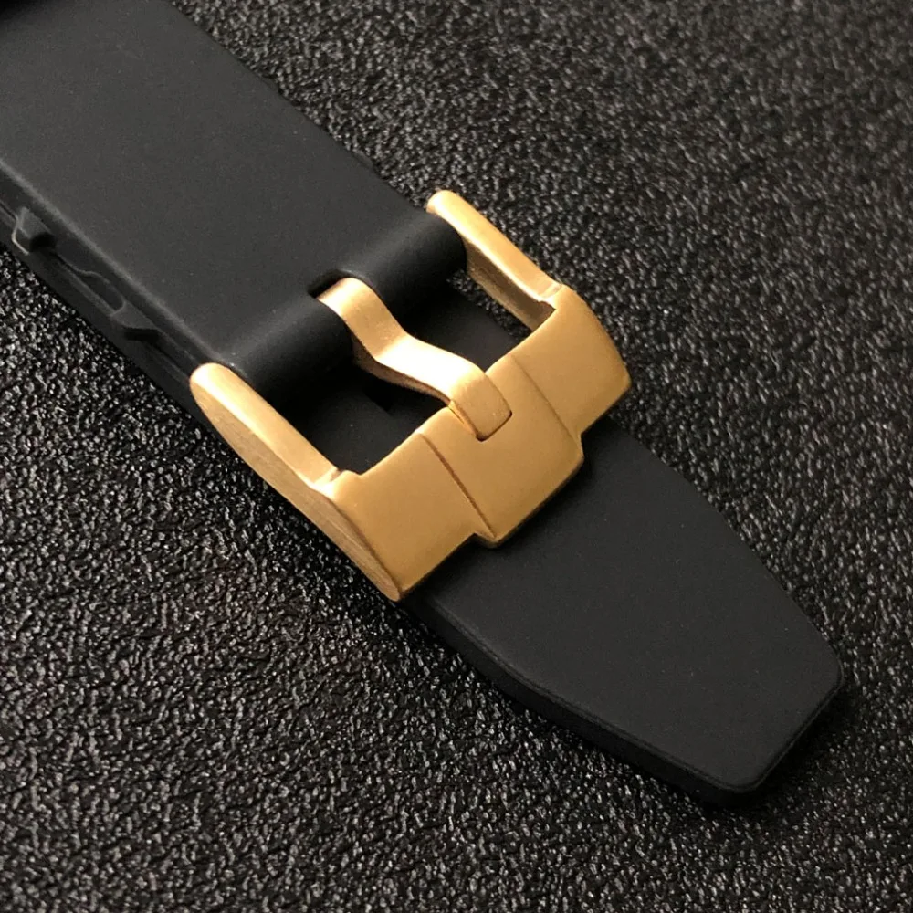 Rubber Luminous Watchbands 20mm Bracelet with Stainless Steel Gold Buckle Watch Accessories Watch Strap for Men Women Kids