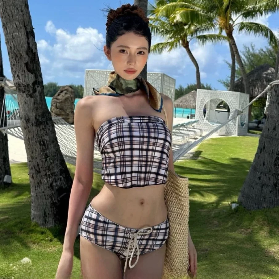 

Ретро-купальник-бикини с эффектом утяжки, раздельный, для небольшой груди, с высокой чувственностью к стилю, с подкладками