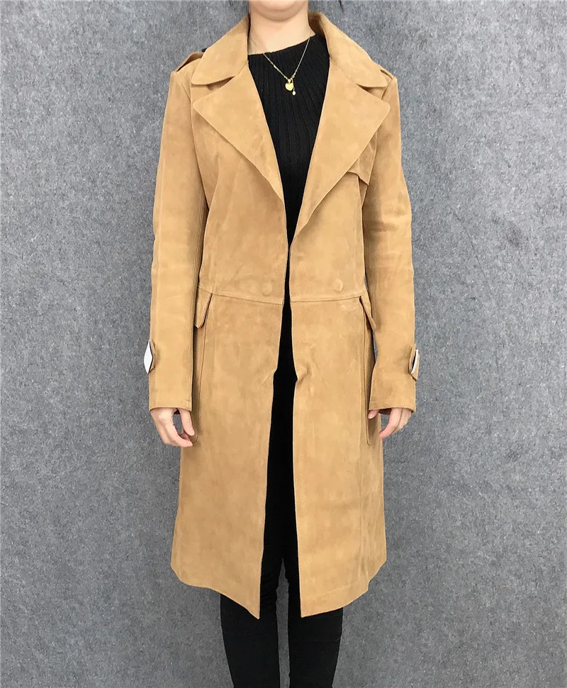 高級ベルベットレザージャケット レディースコート スリムウエストベルト付き ミディアム丈 着痩せ効果なし 本革