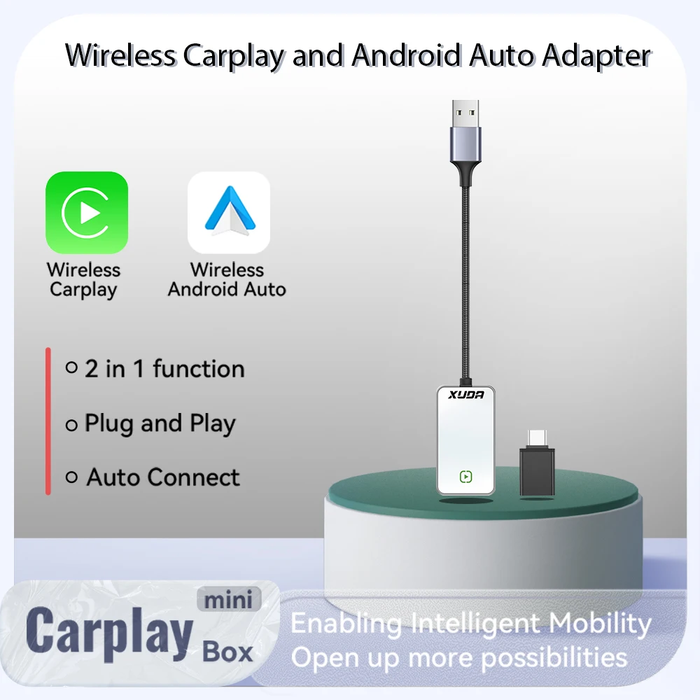 XUDA Carplay Wireless Adapter Android Auto 2in 1 Smart Dongle 5G WIFI For iphone Android Phone For Volvo Benz Mg Kia Chery VW