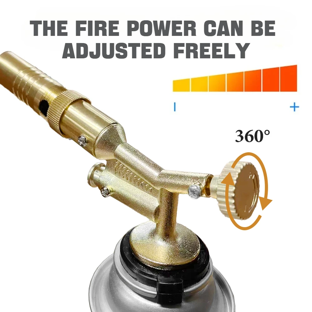 High Temperature Adjustable Flame Gun，Brass Copper Welding Blowtorch Portable Gas Burner for Brazing Soldering & Outdoor Cooking