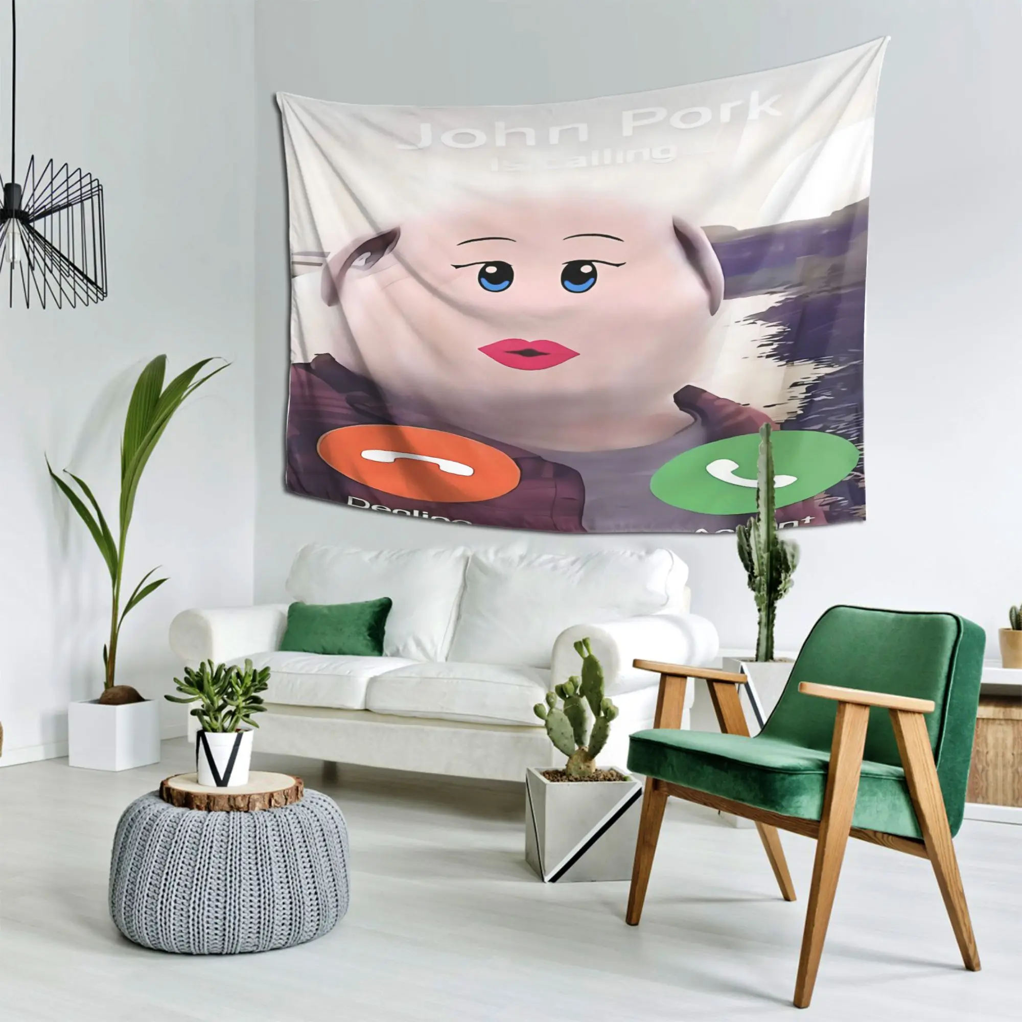 VIKAMA Funny Phone Tapestry Network Hot Meme Pig Face People Call Printing Home Decor Room Decoration Wall Art