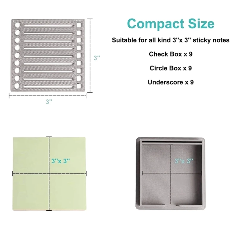 AT93-3PCS Sticky Note Stencil Template With Sticky Note, Sticky Note Holder With Stencil, Sticky Note Line Stencil