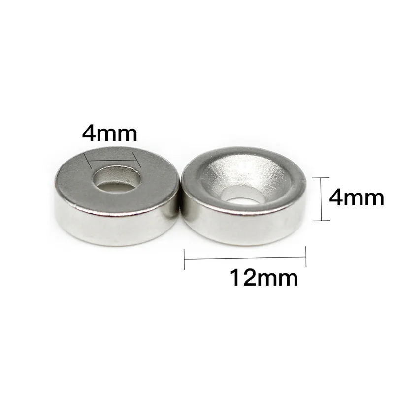 10~200PCS 12x4-4 Round Search Magnet 12*4 Hole 4mm Countersunk Neodymium Permanent Magnets Strong 12mm x 4mm-4mm