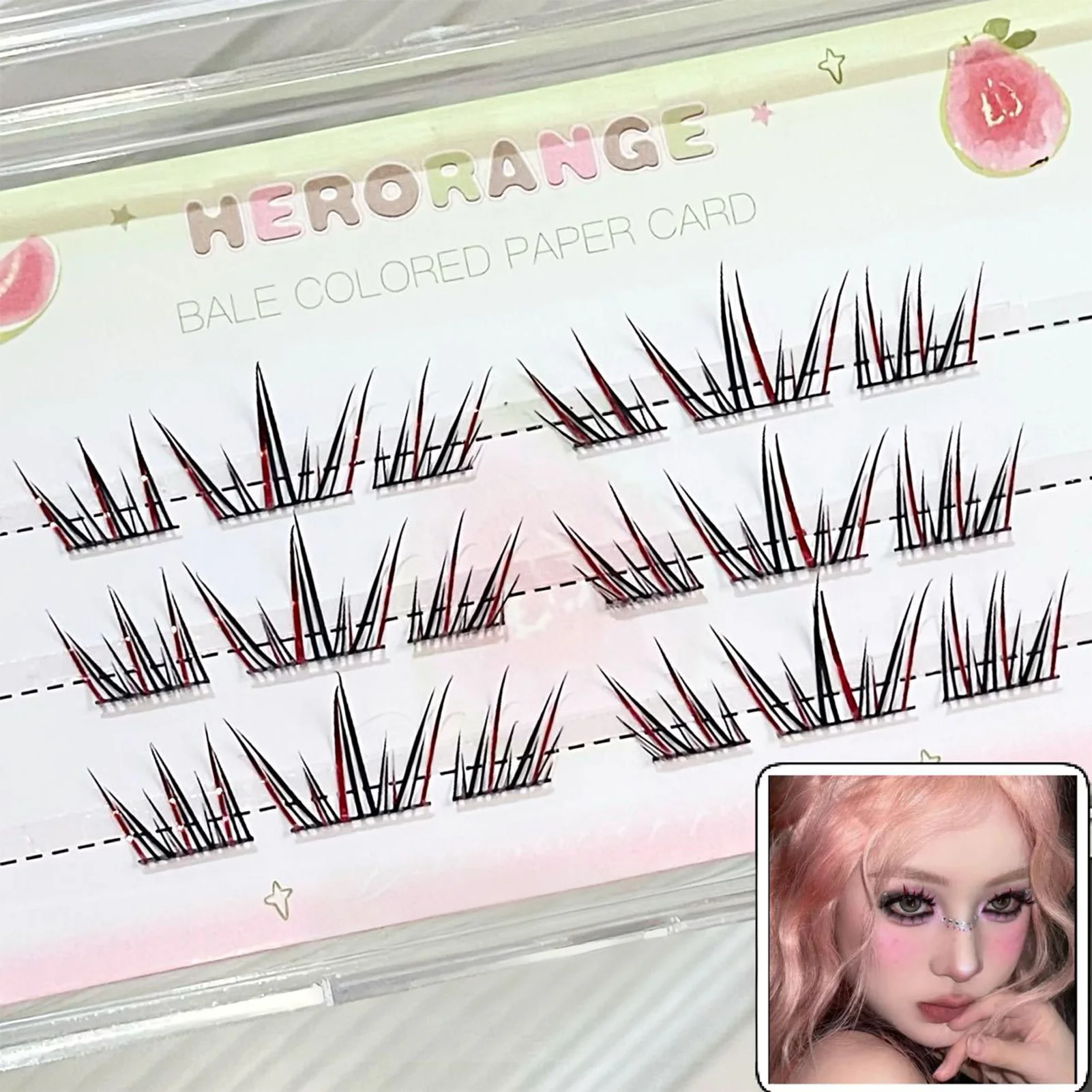 Diy cosplay cílios postiços coloridos extensões de cílios vermelho escuro aparência natural efeito 3d chicote individual natural maquiagem diária