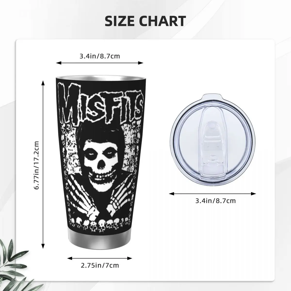 Misfits Rock Band bicchiere isolato con coperchio tazza termica sottovuoto tazza per bottiglia per auto portatile all\'aperto, 20oz