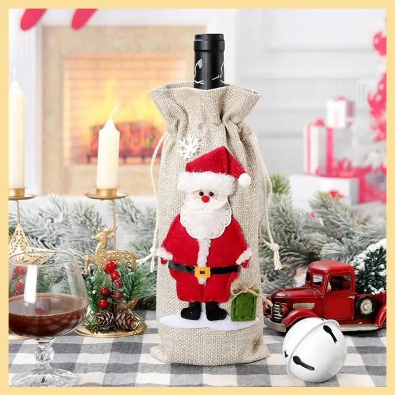 Tas Hadiah Tutup Botol Anggur Natal Topi Santa Pesta Liburan Ulang Tahun Pernikahan Di Rumah Tas Botol Anggur Natal Tahan Lama