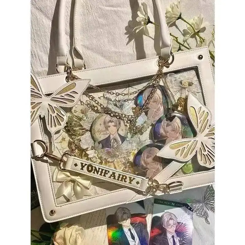 Bloom Haruku Butterfly White Ita Handbag Women Lolita Sweet Cute Leather Tote Bag Ladies Retro Shoulder Bags Aesthetic