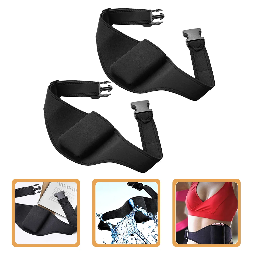 

2 Pcs Cell Phone Holder Microphone Belt Bag Waist Pocket Bracket Sports Black with Workout Pouch Fitness