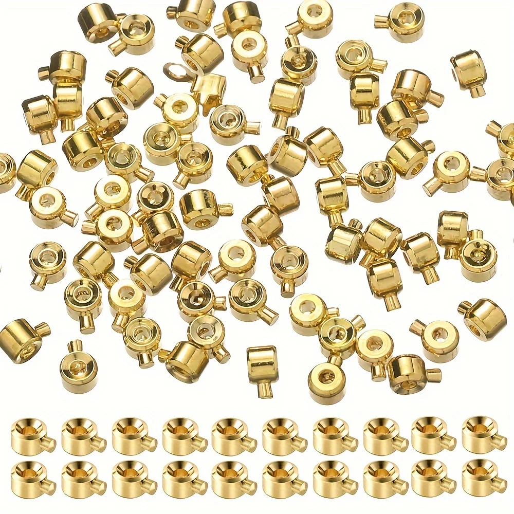 20st 3x4mm koperen positionering gespen sluitingen met kralenkapjes - DIY ketting en armband connectoren, sieraden sluiting accessoires