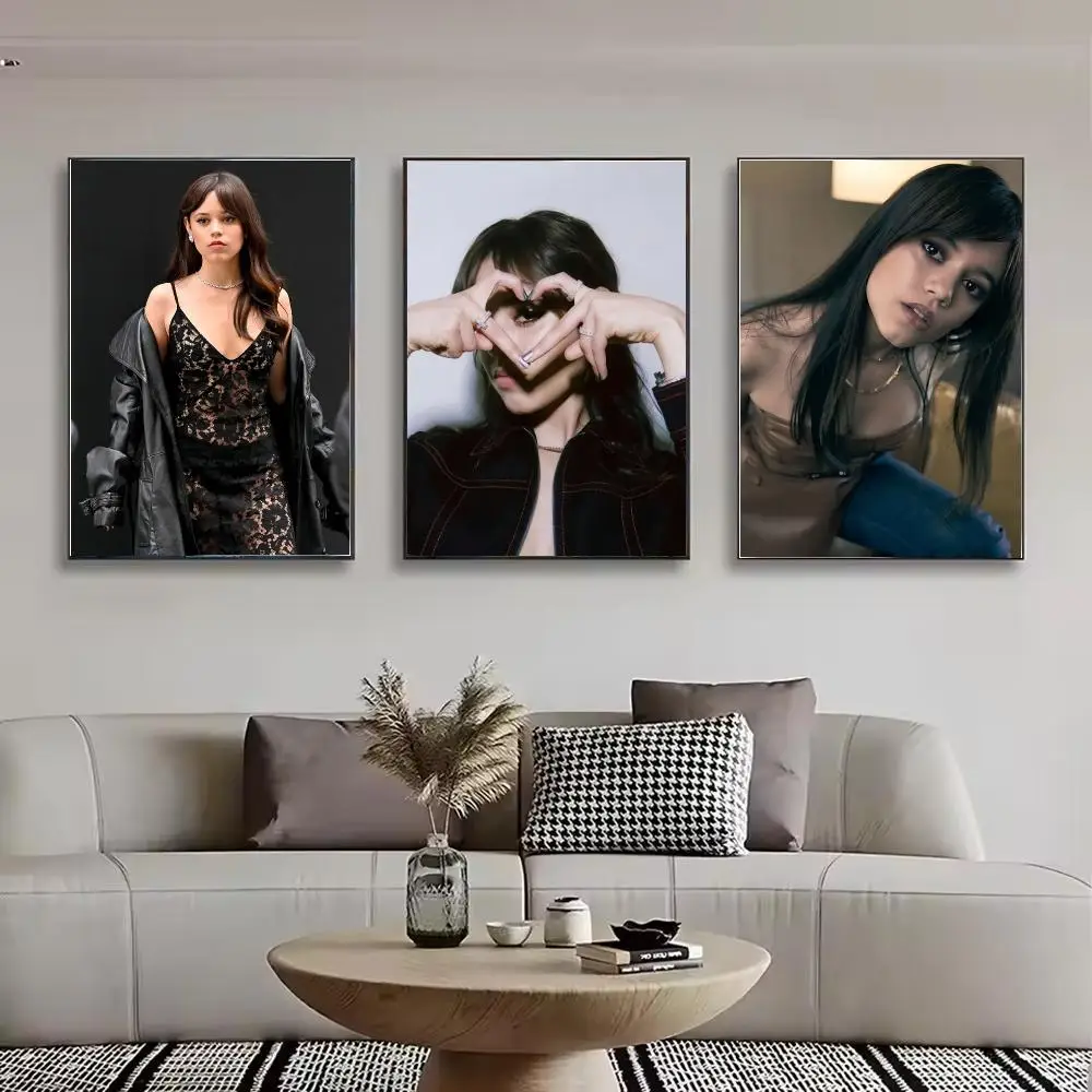 Actress Jenna Ortega Painting Calligraphy Stylish Canvas Poster Wall Art for Bedroom Living Room Study Home Decor Gift