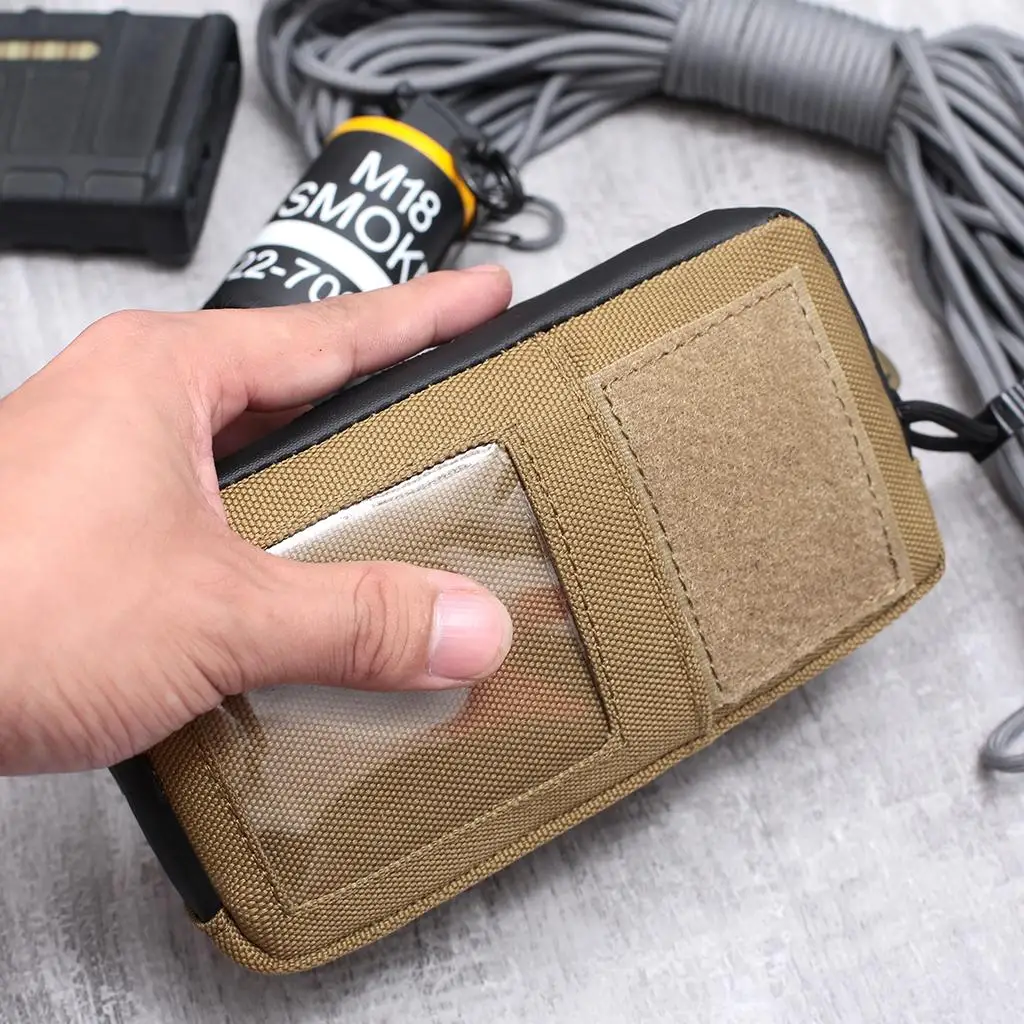 Nylon Camping Belt Purse Credit Card Case Organizer With ID Window With Hook
