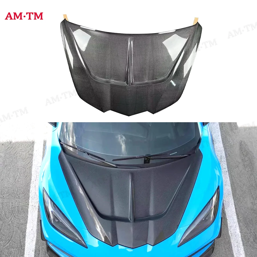 Carbon Fiber For Corvette c8 Upgraded Hood High Quality Car Front Bumper Engine Cover Hood Bonnet Vent Parts Body kit