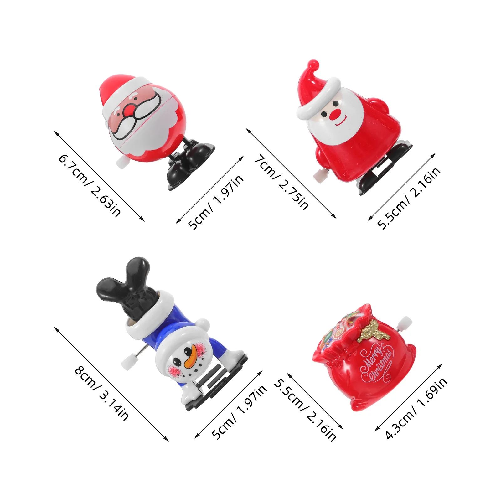 1 Zestaw Świątecznych Nakręcanych Figur: Święty Mikołaj, Bałwan, Renifer - Nakręcane Prezenty do Skarpet Świątecznych dla Dzieci