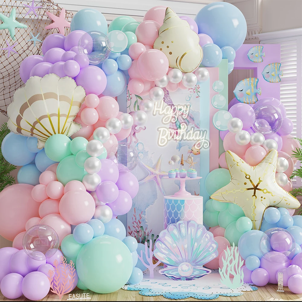

113Pcs Under the Sea Balloon Arch Kit Starfish Seashell Conch Foil Balloons Summer Ocean Beach Baby Shower Birthday Party Decor