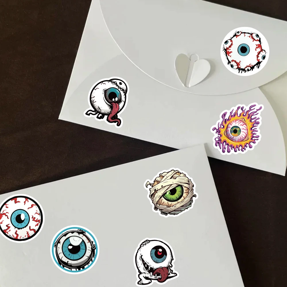 Set di 54 adesivi per bulbo oculare scuro, disegni gotici raccapriccianti per laptop, skateboard, artigianato fai da te, confezione di adesivi Weirdcore