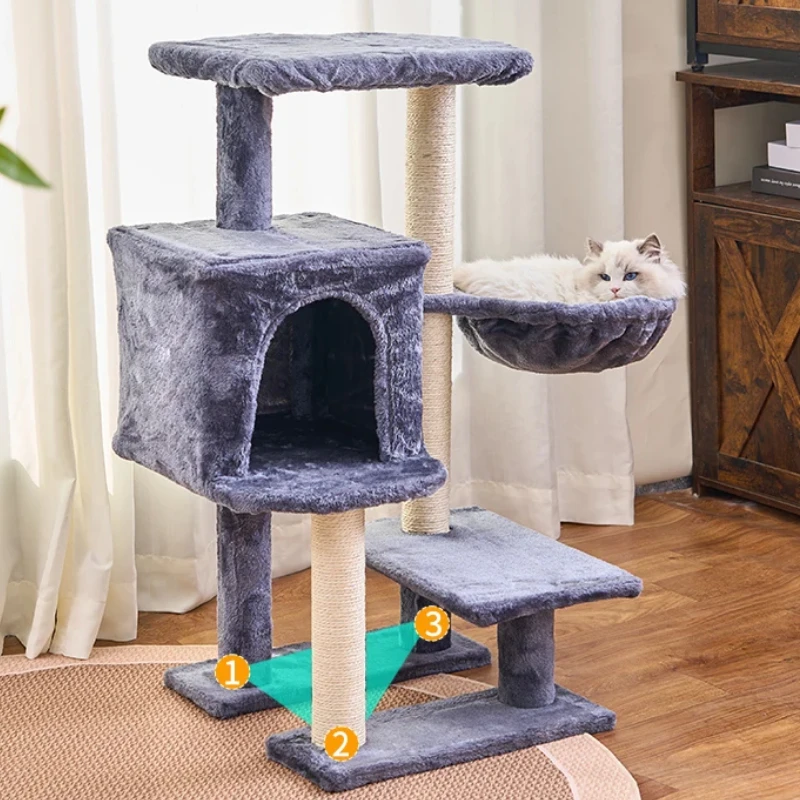 Cat Tree Tower for Small Spaces Featuring Sisal Scratching Post Padded Perch & Cozy Cat Condo Ideal for Kittens Smoky Gray