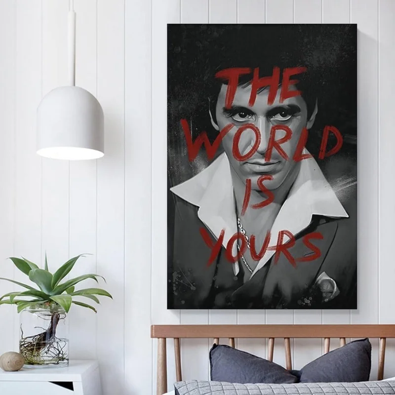 Movie Star Tony Montana Poster The World Is Yours Poster Decorative Painting Canvas Wall Art Room Posters Office Decorations