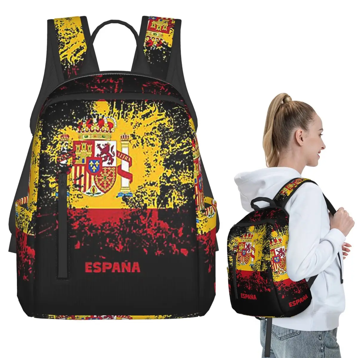 

Spain Watercolor Spaniard Flag Spanish Outfit Backpack Student BookBag Kids School Bag Laptop Shoulder Bags Boys Girls
