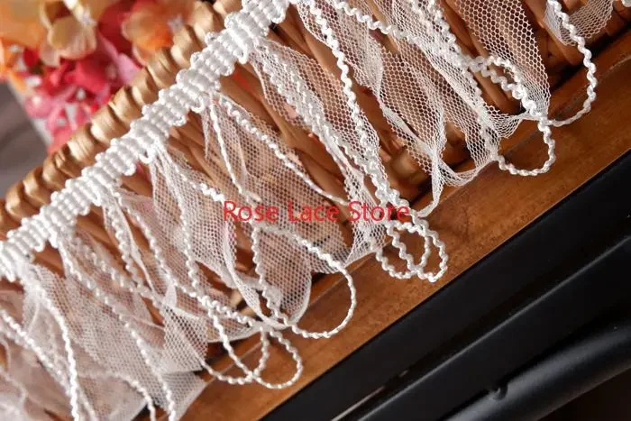 5 yard Black white tassel line Lace Trim, Ivory Tassel mesh tulle trims, For Doll Dress, Costume Design, Veil Edge,cosplay trim