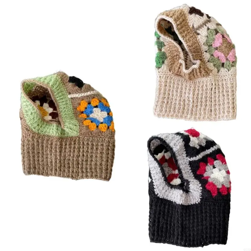 

Q22D Crochet Balaclava Hat with Neck Warmer for Winter Warmth for Skiing Hiking and Daily Commute in Cold Climates