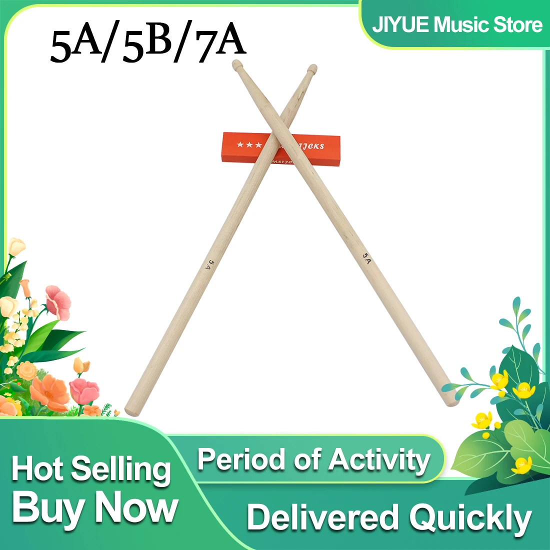 1 زوج 5A/7A/5B عصي طبلة خشب القيقب أفخاذ زحف طبل 7A أفخاذ أدوات قرع المهنية اكسسوارات #1