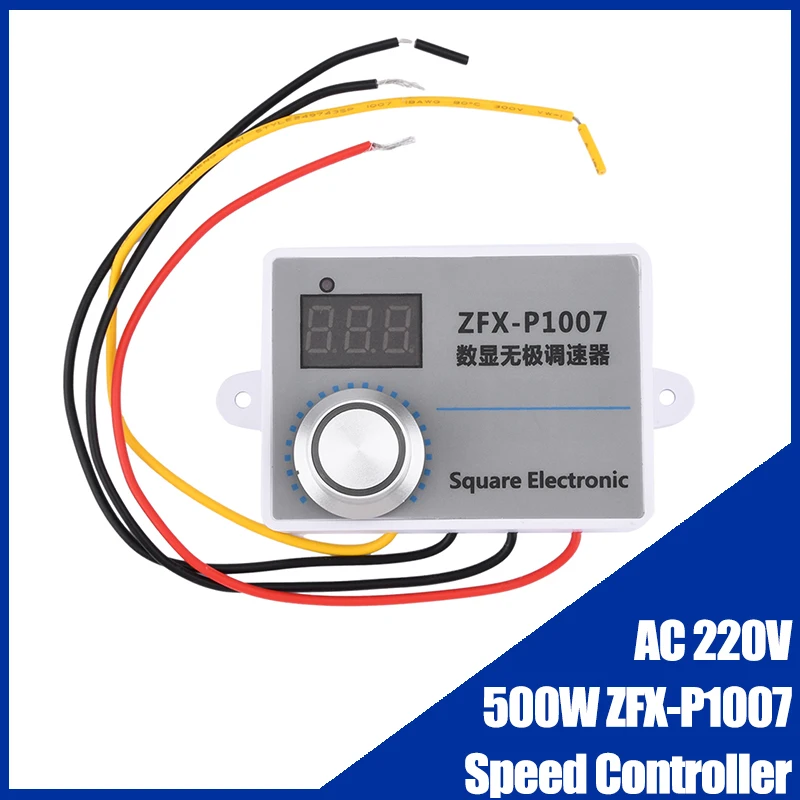 

ZFX-P1007 Водонепроницаемый 500 Вт переменного тока 220 В с цифровым дисплеем, бесступенчатый регулятор скорости для вентилятора и двигателя с регулировкой скорости ШИМ
