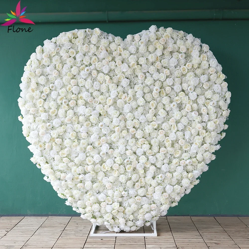 White Heart Shape Luxury Artificial Flowers Decoration Proposal Scene High Quality Heart Shaped Artificial Floral Arrangement