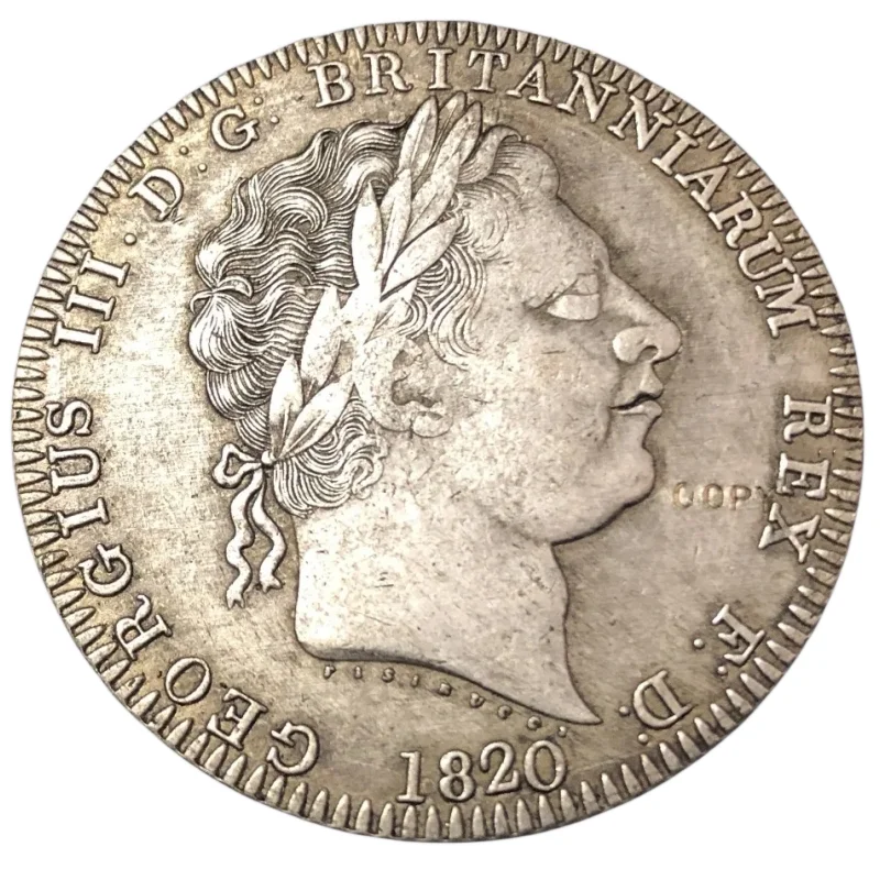 1820 United Kingdom 1 Crown-George III  Silver Plated Copy Coin