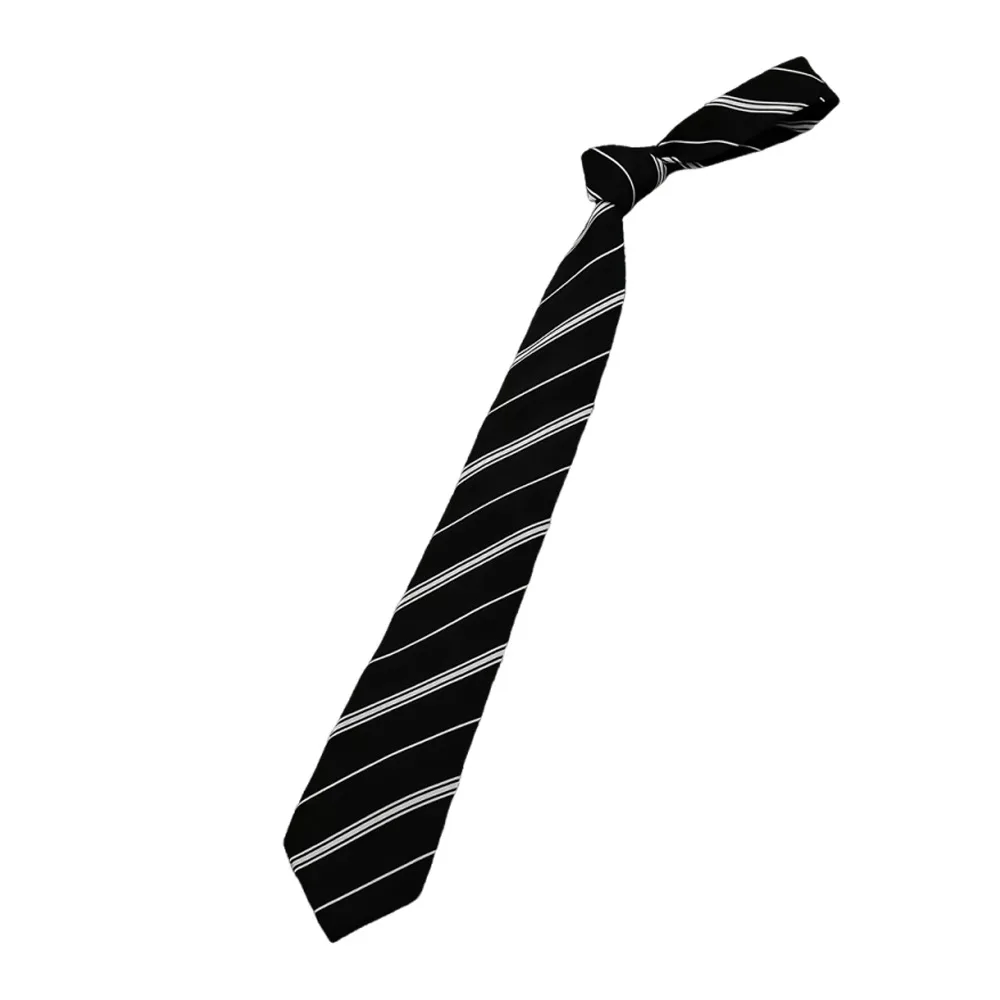 Black Men's Hand-Tied Tie Shirt Accessories Diagonal Stripe Lazy Necktie Classic Style Wedding Neck Ties Business Suit Accessory