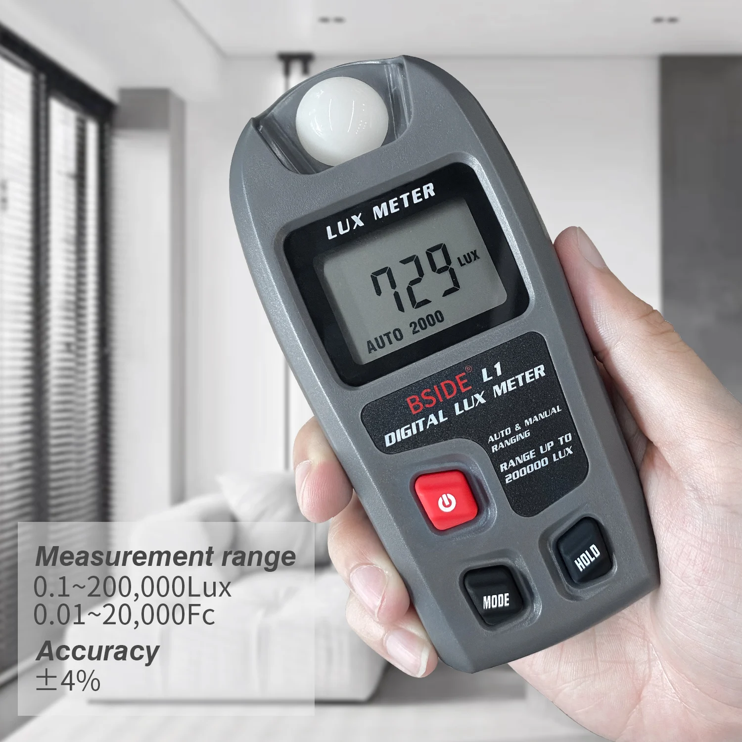 Bside Lux Meter Digitale Illuminometer 0 ~ 200.000 Lux Lcd Zaklampmeter Lux/Fc Meet Tester Sensor Fotometer Luxemeter