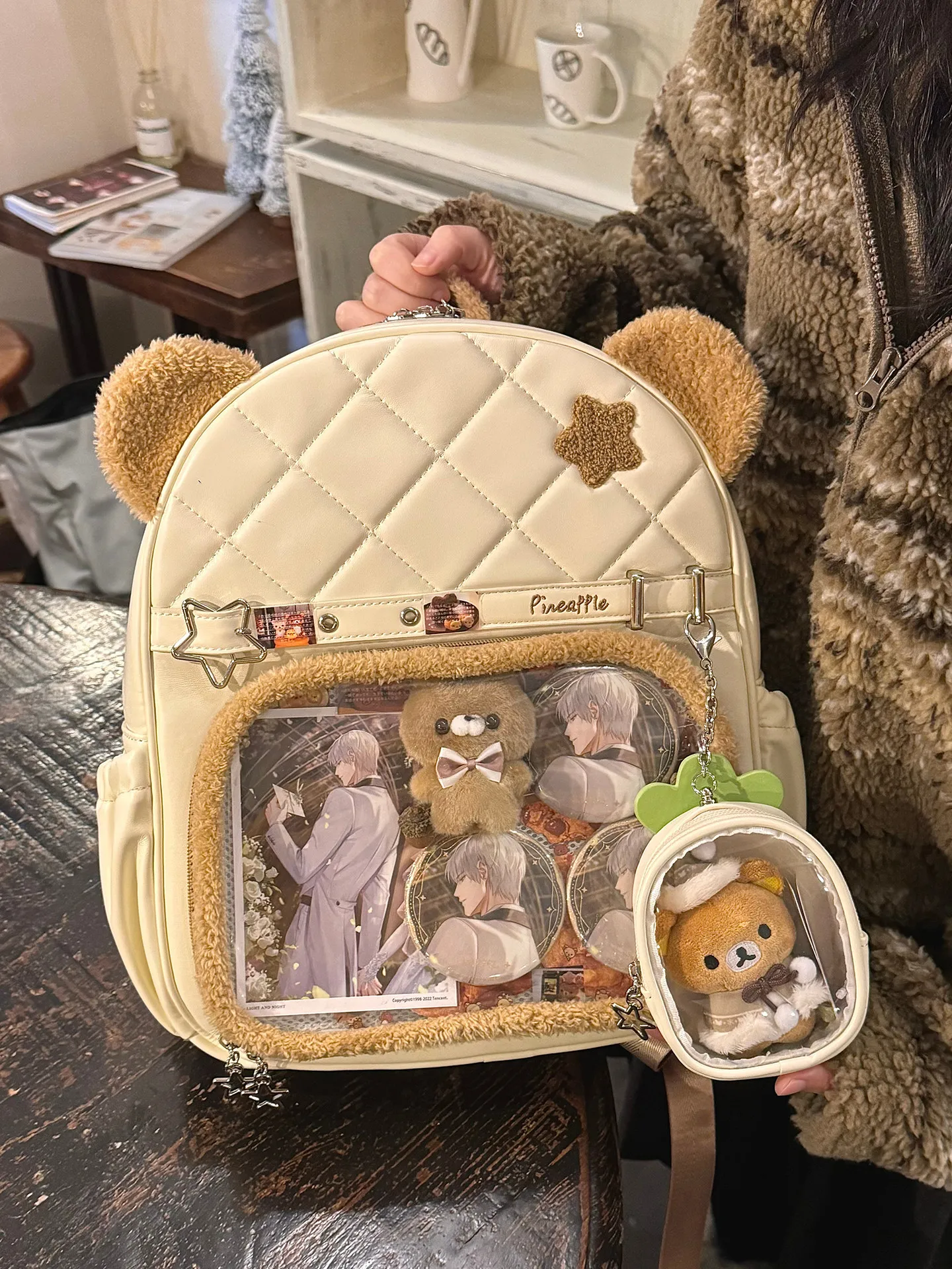 Japanese Cute Original Lta Bag Cute Shoulder Back Plush Female Student Transparent Large Capacity Book Baby Bags Backpack Women