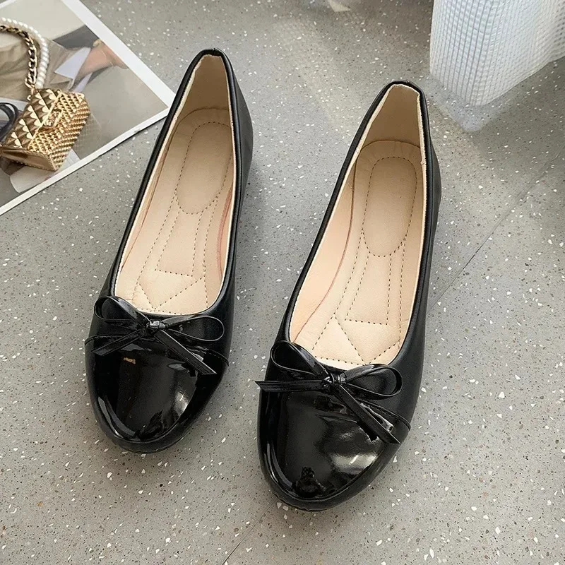 Ballerine scarpe basse da donna Comfort mocassini da donna antiscivolo appartamenti in pelle eleganti scarpe singole da donna Bowknot scarpe da madre