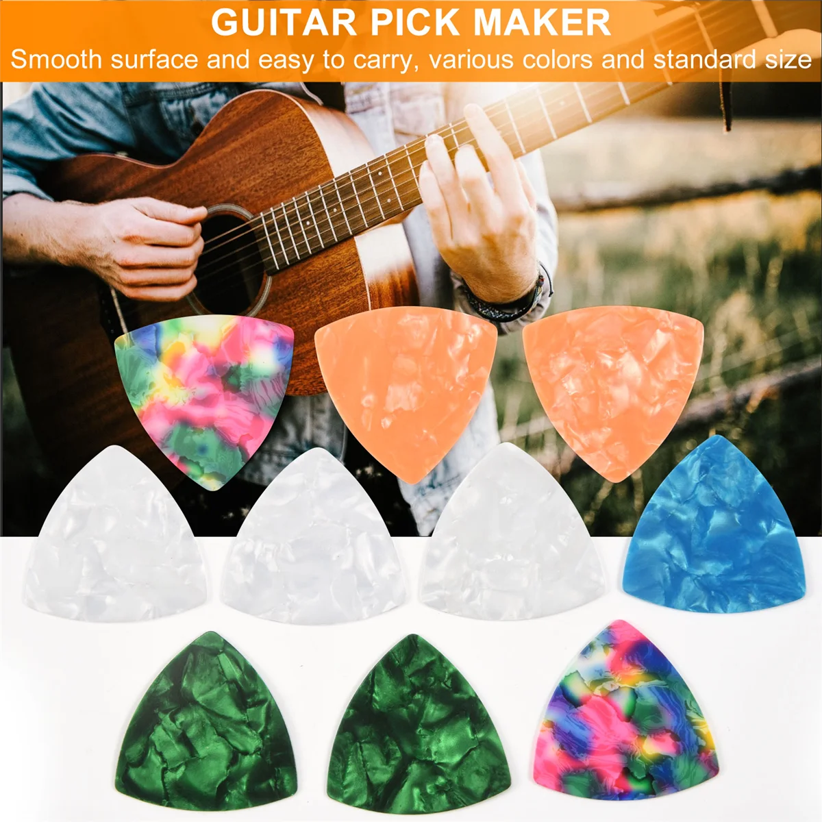 High-end 10Pcs Acoustic/Electric Guitar Picks Plectrums 0.46Mm---Assorted Color