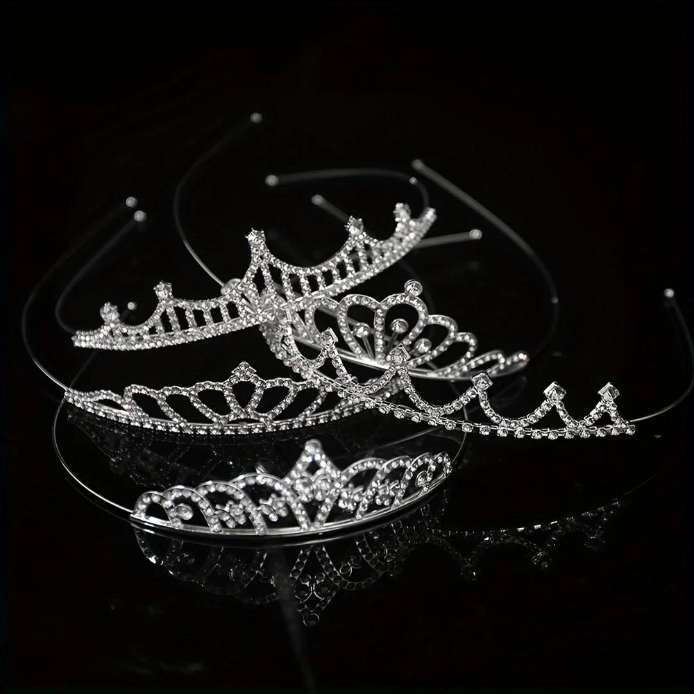 5 Pieces of Silver Crown Headbands Are Suitable for Girls to Attract Wedding and Birthday Parties