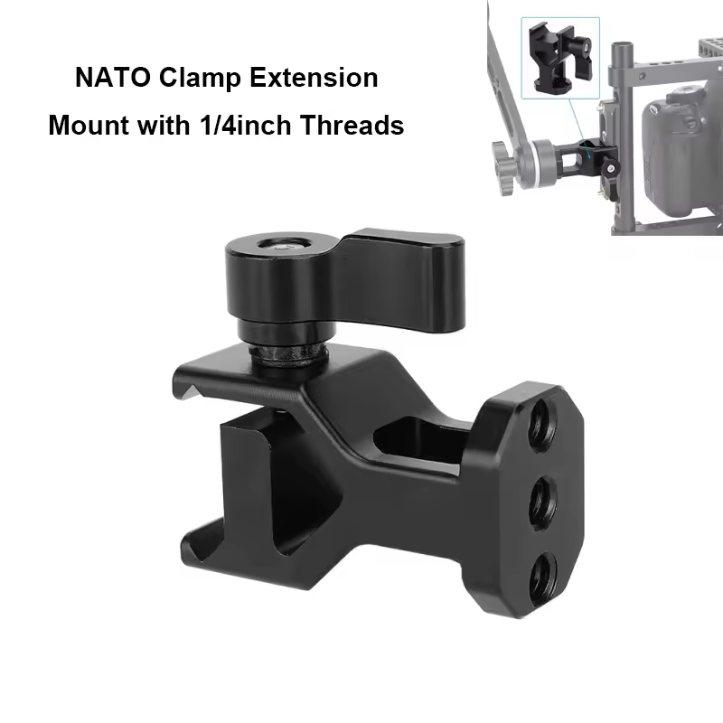 Hdig nato clamp הרחבה זרוע שחרור מהיר accesory הרכבה עם 1/4 חוט אינץ 'או מתאם רוזארי עבור handrig כלוב