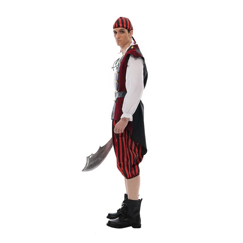 Erwachsene Karibik Pirate Kostüm Cosplay Deluxe Männer Halloween Kapitän Outfits Set Karneval Ostern Purim Phantasie Kleid