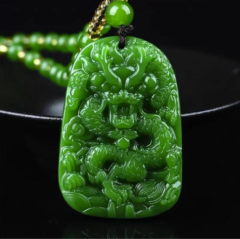 Fioletowy szata Jade wisiorek w kształcie smoka naszyjnik chińska biżuteria naturalny szczęście kamień moda rzeźbiony charms mężczyzna kobieta Amulet