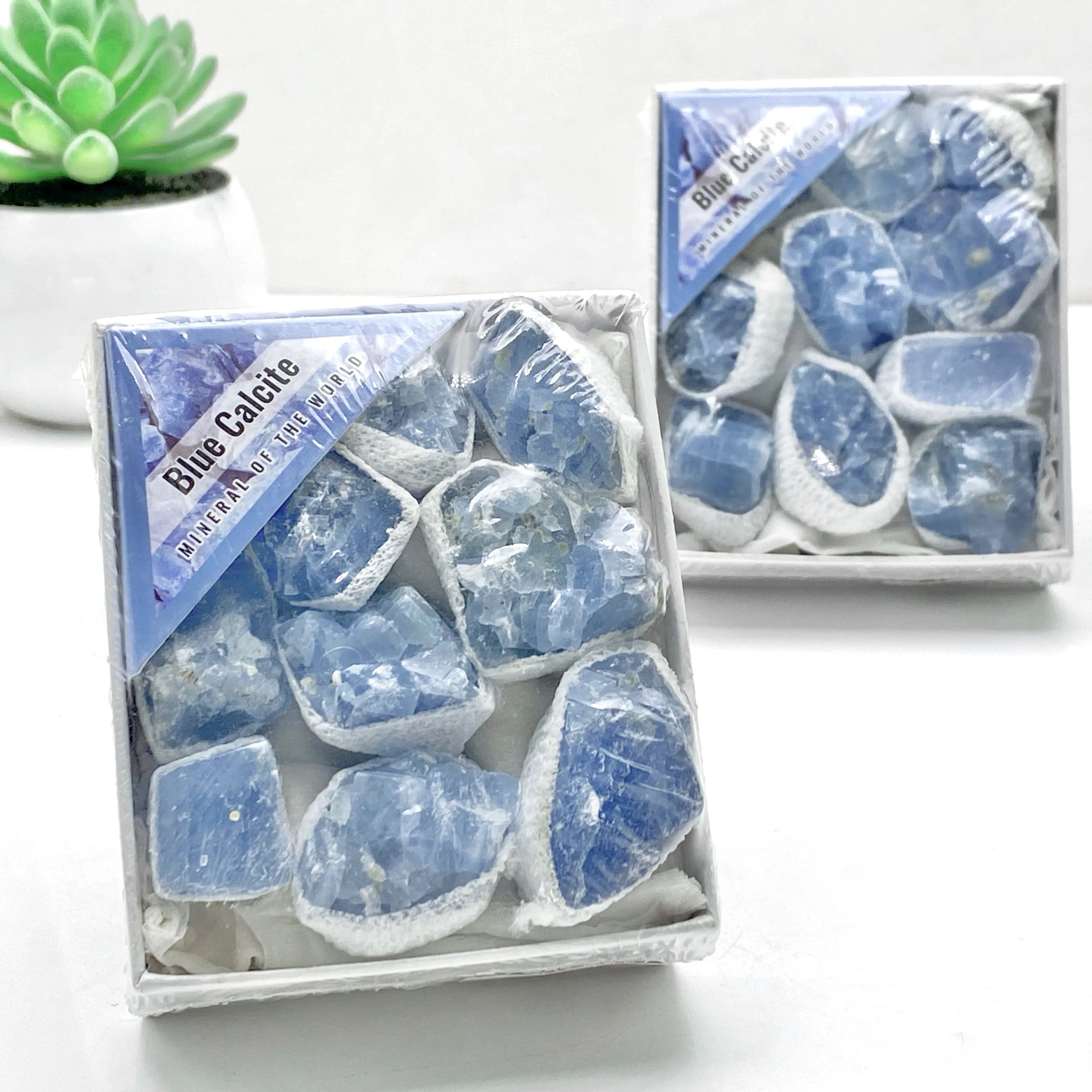 1Set Blue Calcite Raw Stone Set Box, Science Popularization Teaching, Mineralprobe, Mineralset Geschenkbox, Geschenke, Heimdekoration