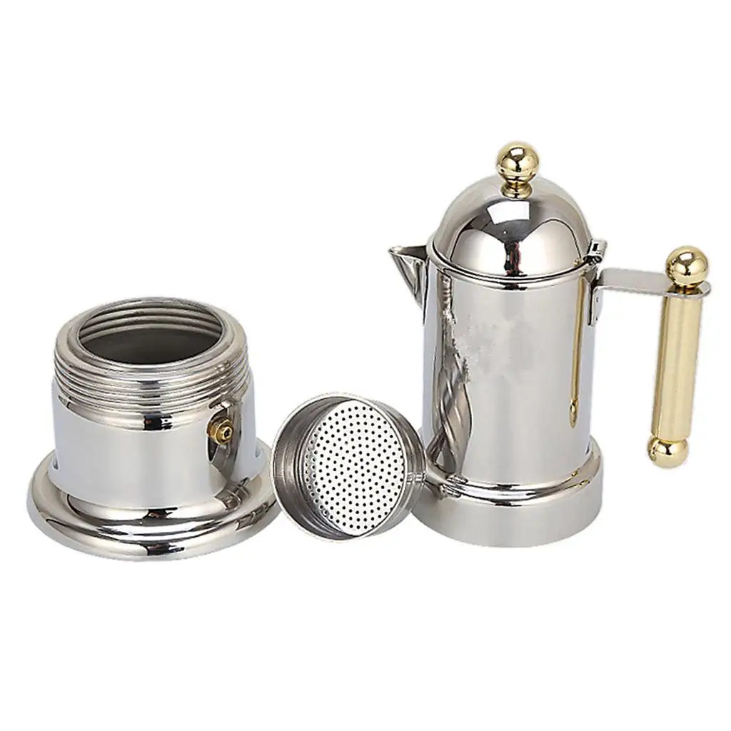 Grosso aço inoxidável italiano Espresso Maker, Mocha Coffee Pot para fogão ou indução, uso doméstico