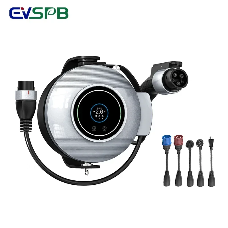 Cable Reel Retractable EV Charger Home Charging Station New Condition Portable Ev Wallbox Ev Charging Pile