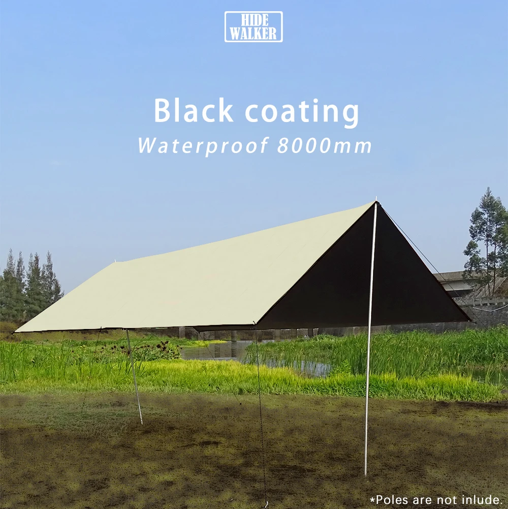 Black Coating Tarp Block 99% UV Ourdoor Camping Waterproof Sun Shelter 3x3 3x4 3x5 Black Coated Beach Sunshade Canopy