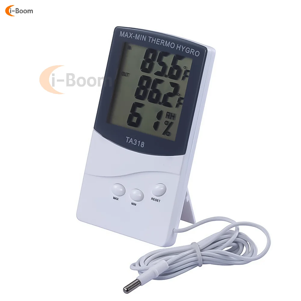 TA318 Indoor Outdoor Thermometer Mini Electronic Thermometer hygrometer Large LCD Screen Temperature Humdity Meter with Probe