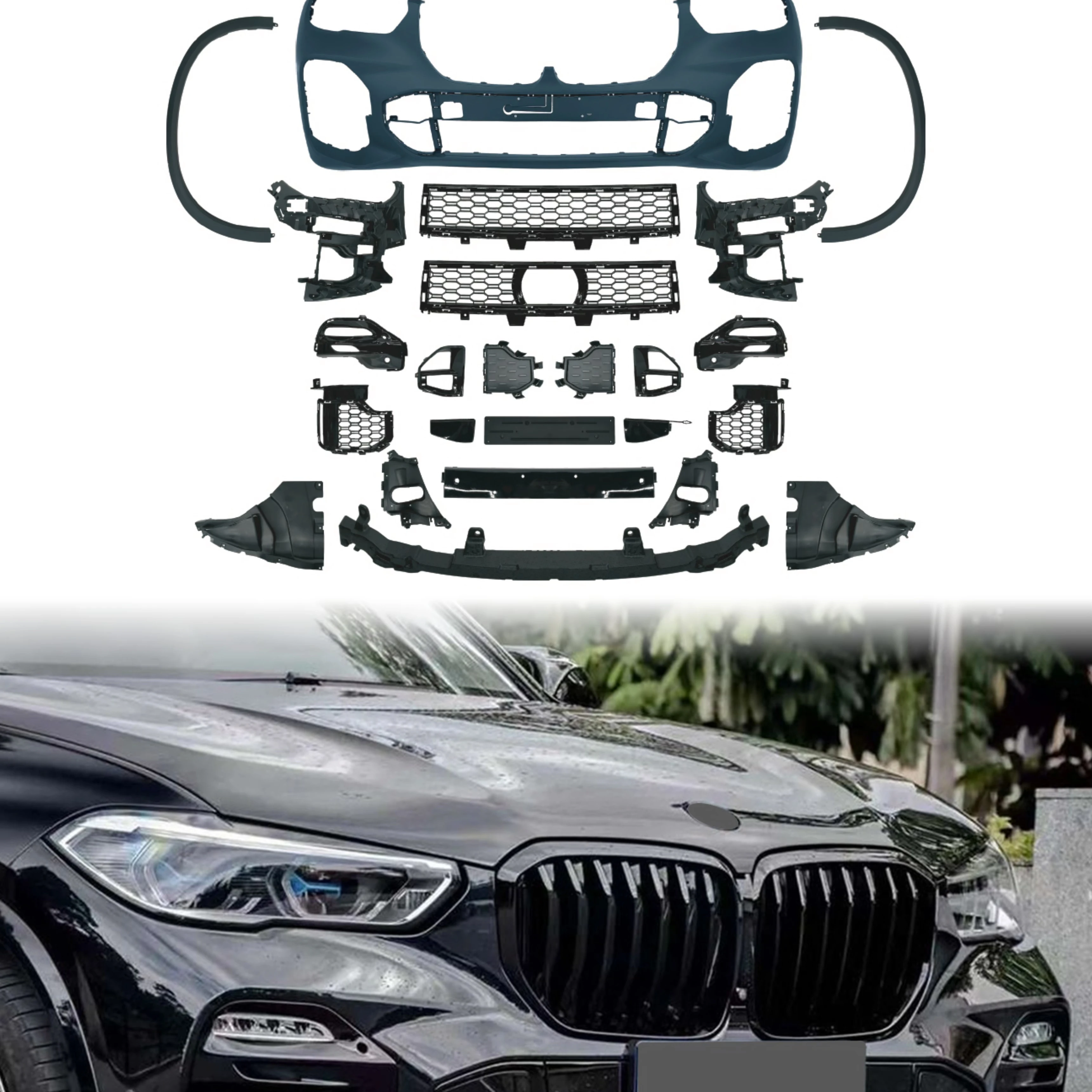 Flying Wing Hot Sale High Quality X5 Style Body Kits For X5 G05 Modification To X5 MT Styles Front Bumper Assembly With Gril