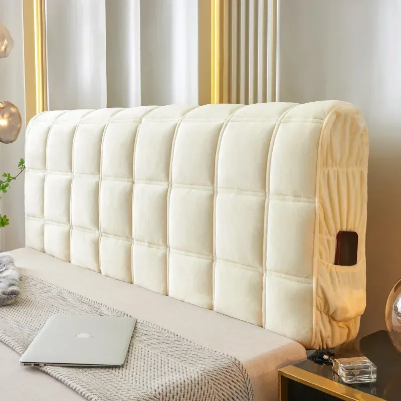 Luxury All-inclusive Velvet Bed Back Protector Cover Thicken Quilted Headboard Cover Super Soft Plush Quilting Bed Head Cover