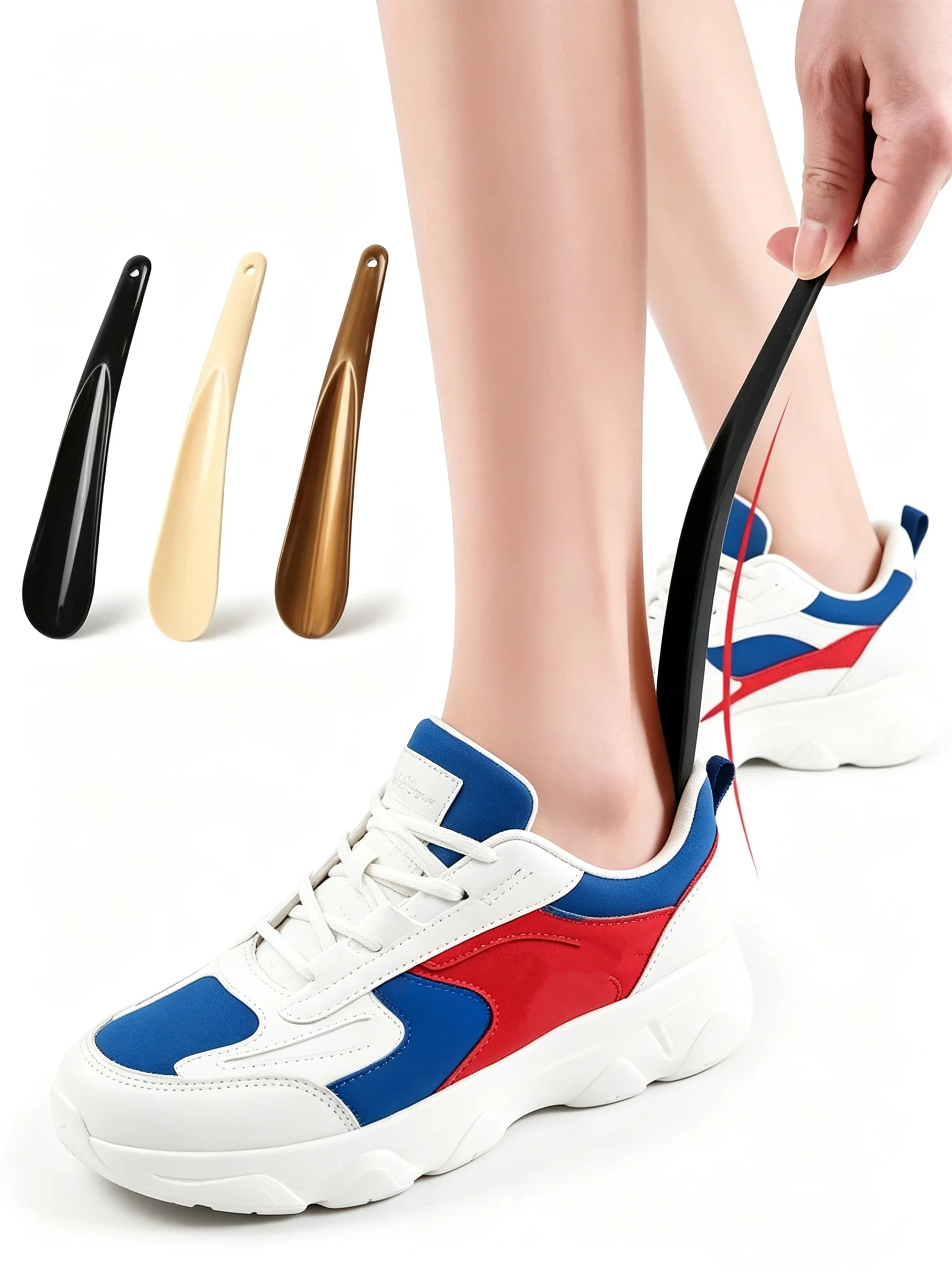1 Lightweight Plastic Shoehorn, Travel Shoe-Wearing Aid, Suitable for Men, Women, and Children, Portable Auxiliary Accessory for the Elderly