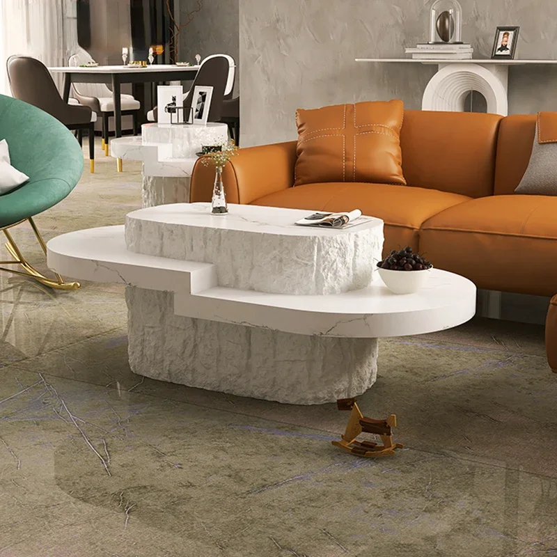 Natural stone coffee table simple modern living room sofa oval creative coffee table